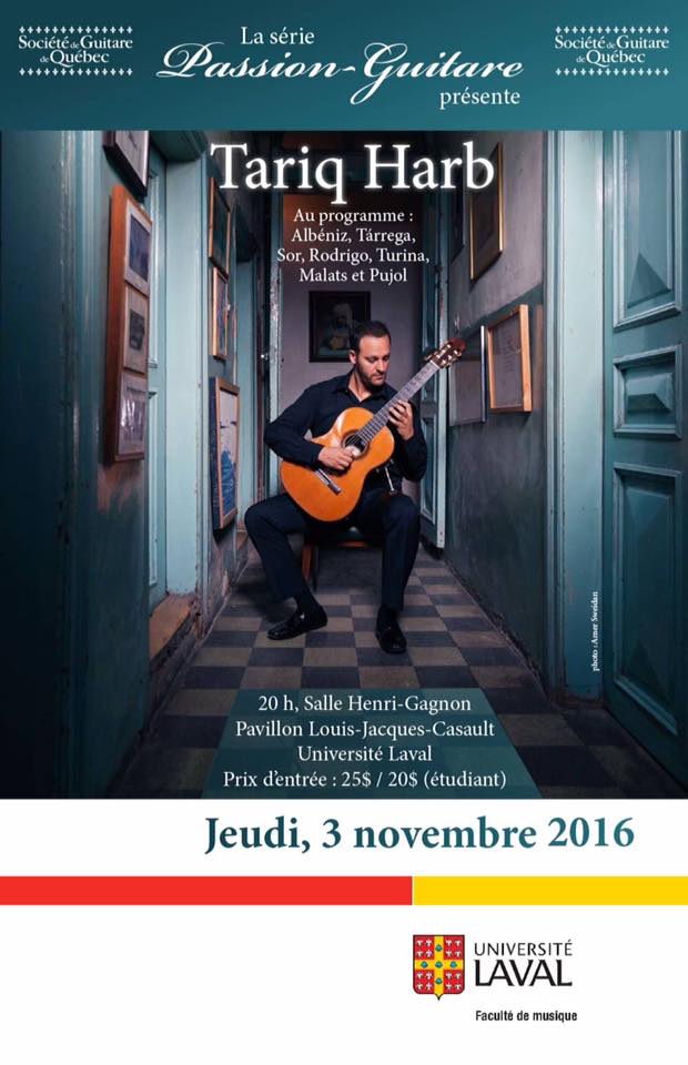 Société de guitare de Québec Presents Tariq Harb – November 3, 2016