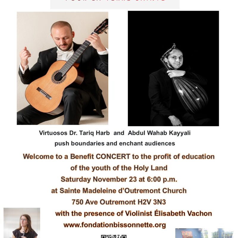 Tariq Harb and Abboud Kayyali play a benefit concert in Montreal  – November 23, 2024