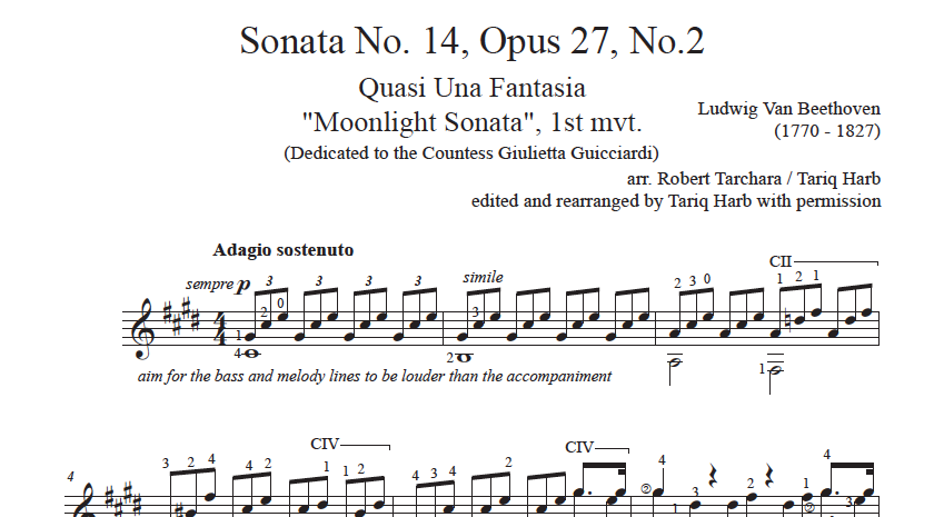 Beethoven: Moonlight Sonata, 1st mvt. (arr. Tarchara/Harb)